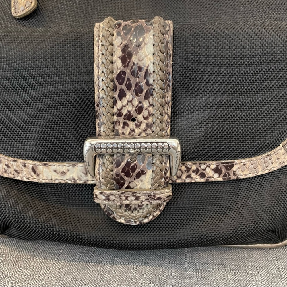 Brighton Python Trimmed Nylon Canvas Shoulder Bag… - image 2